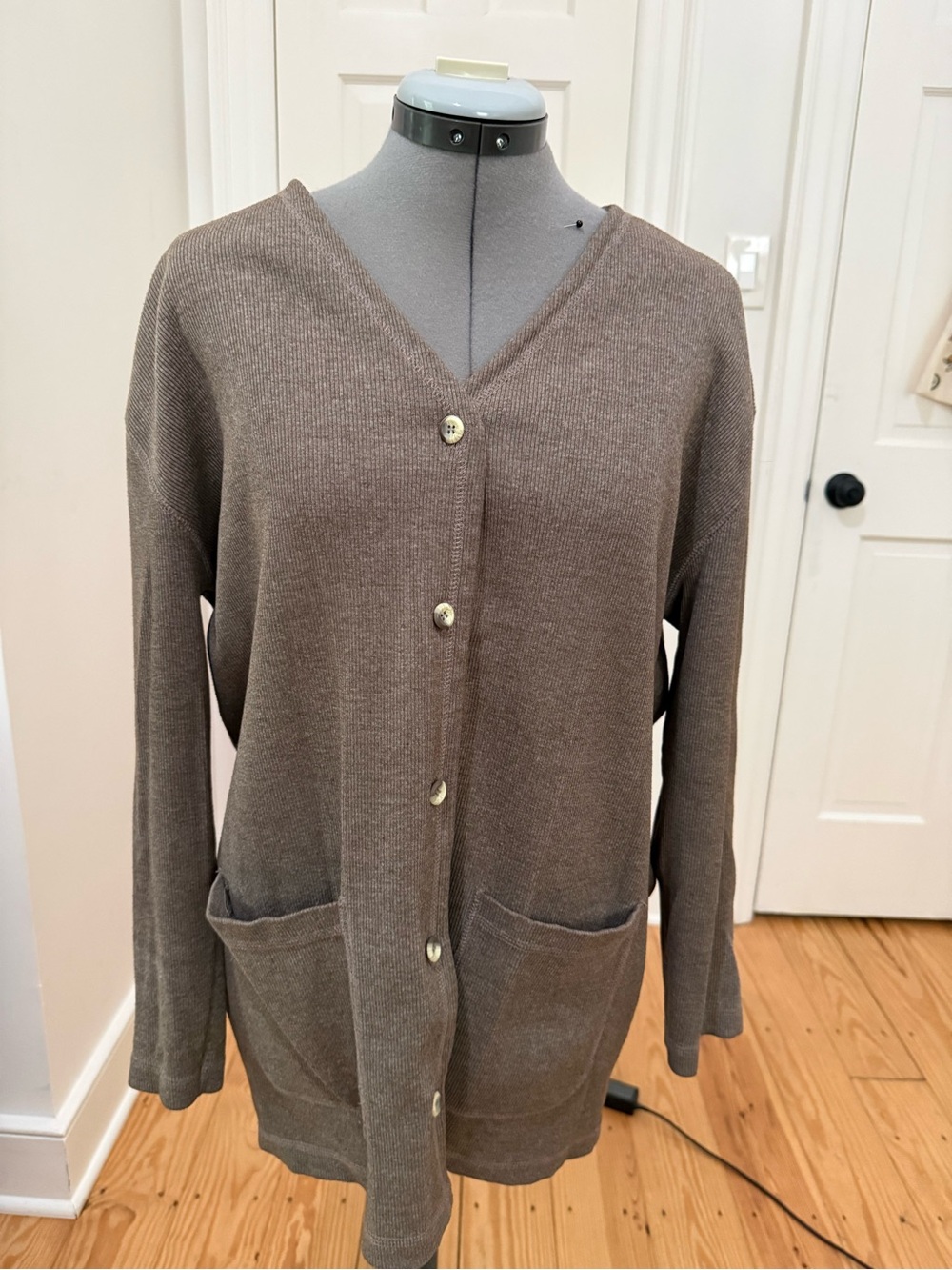 next Taupe V-Neck Button Cardigan with Pockets
